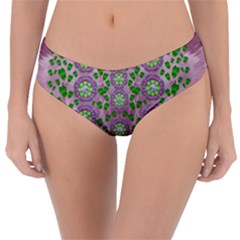 Ivy And  Holm Oak With Fantasy Meditative Orchid Flowers Reversible Classic Bikini Bottoms by pepitasart