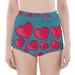 Background Desktop Hearts Heart High-waisted Bikini Bottoms by Sapixe