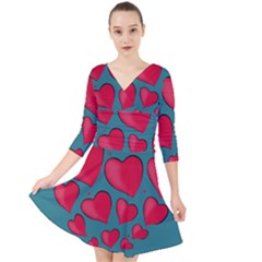 Background Desktop Hearts Heart Quarter Sleeve Front Wrap Dress by Sapixe