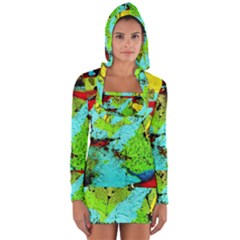 Yellow Dolphins   Blue Lagoon 6 Long Sleeve Hooded T-shirt