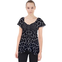 Cracked Dark Texture Pattern Lace Front Dolly Top by dflcprints