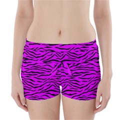 Hot Neon Pink And Black Tiger Stripes Boyleg Bikini Wrap Bottoms by PodArtist