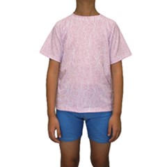 Elios Shirt Faces In White Outlines On Pale Pink Cmbyn Kids  Short Sleeve Swimwear by PodArtist