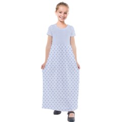 Alice Blue Hearts In An English Country Garden Kids  Short Sleeve Maxi Dress by PodArtist