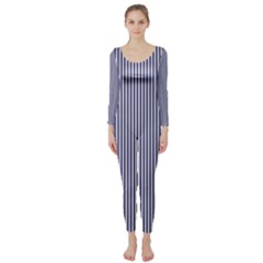 Usa Flag Blue And White Stripes Long Sleeve Catsuit by PodArtist