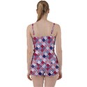 USA Americana Diagonal Red White & Blue Quilt Tie Front Two Piece Tankini View2