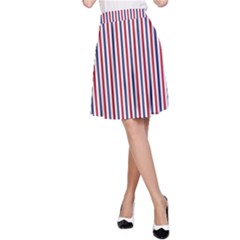 Usa Flag Red And Flag Blue Narrow Thin Stripes  A-line Skirt