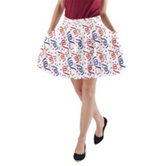 Red White And Blue Usa/uk/france Colored Party Streamers A-line Pocket Skirt by PodArtist