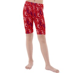 Red White And Blue Usa/uk/france Colored Party Streamers Kids  Mid Length Swim Shorts by PodArtist