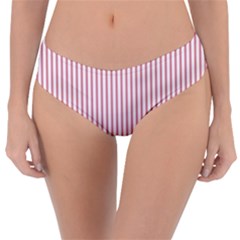 Mattress Ticking Narrow Striped Usa Flag Red And White Reversible Classic Bikini Bottoms by PodArtist