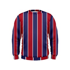 Large Red White And Blue Usa Memorial Day Holiday Vertical Cabana Stripes Kids  Sweatshirt by PodArtist