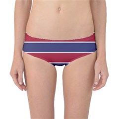 Large Red White And Blue Usa Memorial Day Holiday Horizontal Cabana Stripes Classic Bikini Bottoms by PodArtist