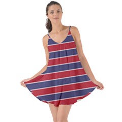 Large Red White And Blue Usa Memorial Day Holiday Pinstripe Love The Sun Cover Up by PodArtist