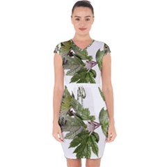 Leaves Plant Branch Nature Foliage Capsleeve Drawstring Dress  by Sapixe