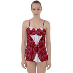 Butterfly Red Fractal Art Nature Babydoll Tankini Set by Sapixe