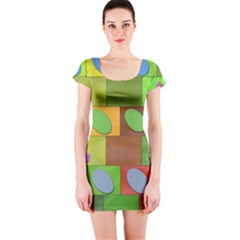 Easter Egg Happy Easter Colorful Short Sleeve Bodycon Dress by Sapixe