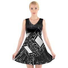 Technoid Future Robot Science V-neck Sleeveless Dress by Sapixe