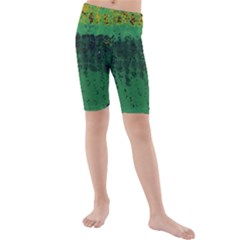 Green Fabric Textile Macro Detail Kids  Mid Length Swim Shorts by Sapixe