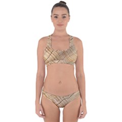 Abstract Brown Tree Timber Pattern Cross Back Hipster Bikini Set by Sapixe