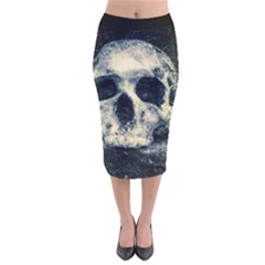 Skull Velvet Midi Pencil Skirt by FunnyCow