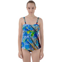 Artist Palette And Brushes Twist Front Tankini Set by FunnyCow