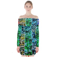 Abstract Of Colorful Water Long Sleeve Off Shoulder Dress by FunnyCow