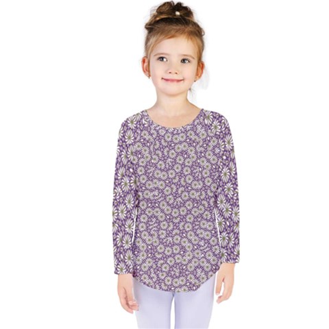 Ditsy Floral Pattern Kids  Long Sleeve Tee by dflcprints