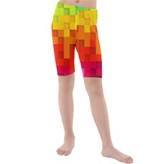 Abstract Background Square Colorful Kids  Mid Length Swim Shorts by Nexatart