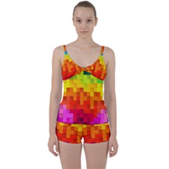 Abstract Background Square Colorful Tie Front Two Piece Tankini by Nexatart