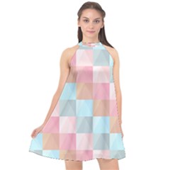 Abstract Pattern Background Pastel Halter Neckline Chiffon Dress  by Nexatart