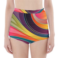 Abstract Colorful Background Wavy High-waisted Bikini Bottoms by Nexatart