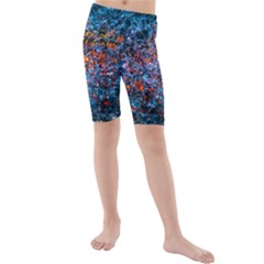 Water Color Orange Kids  Mid Length Swim Shorts by FunnyCow