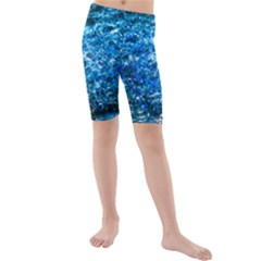 Water Color Blue Kids  Mid Length Swim Shorts by FunnyCow