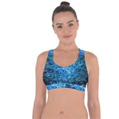 Water Color Blue Cross String Back Sports Bra by FunnyCow