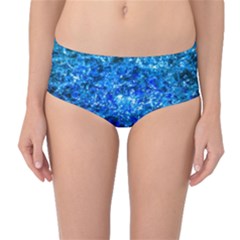 Water Color Navy Blue Mid-waist Bikini Bottoms by FunnyCow