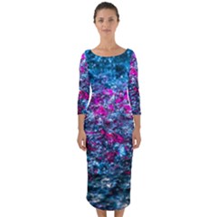 Water Color Violet Quarter Sleeve Midi Bodycon Dress by FunnyCow