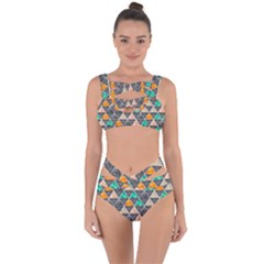Abstract Geometric Triangle Shape Bandaged Up Bikini Set  by Nexatart