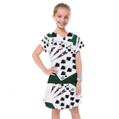 Poker Hands   Royal Flush Spades Kids  Drop Waist Dress by FunnyCow
