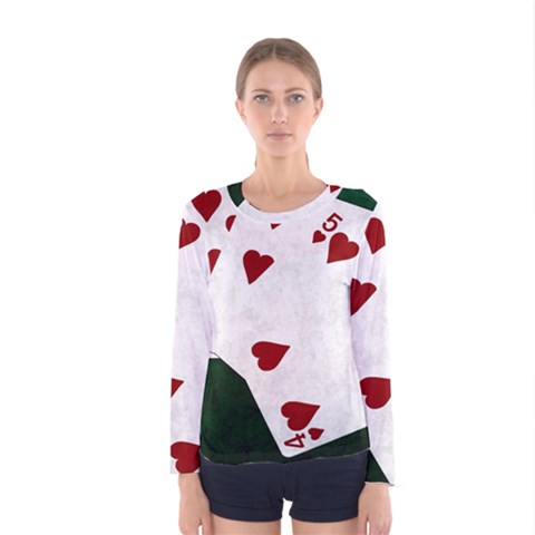 Poker Hands Straight Flush Hearts Women s Long Sleeve Tee by FunnyCow