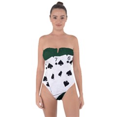 Poker Hands Straight Flush Spades Tie Back One Piece Swimsuit by FunnyCow