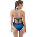 Blue Background Brush Particles Wave Halter Cut-Out One Piece Swimsuit View2
