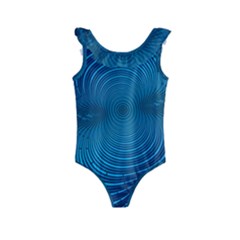 Blue Background Brush Particles Wave Kids  Frill Swimsuit by Nexatart