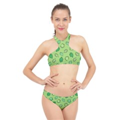 Funny Greens And Salad High Neck Bikini Set by kostolom3000shop