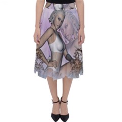 Fairy In The Sky With Fantasy Bird Folding Skater Skirt by FantasyWorld7