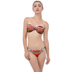 Colorful Artistic Retro Stringy Colorful Design Classic Bandeau Bikini Set by flipstylezfashionsLLC