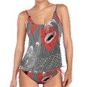 Red poppy flowers on gray background  Tankini Set View1