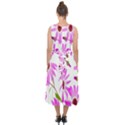 Pink Purple Daisies Design Flowers Midi Tie-Back Chiffon Dress View2