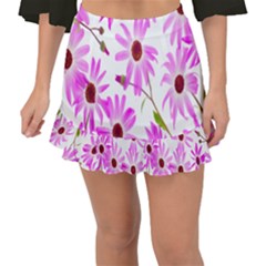 Pink Purple Daisies Design Flowers Fishtail Mini Chiffon Skirt by Nexatart