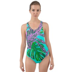 Painting Oil Leaves Nature Reason Cut-out Back One Piece Swimsuit by Nexatart