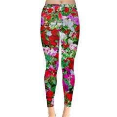 Colorful Petunia Flowers Inside Out Leggings by FunnyCow